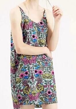 Topshop Teal Floral Shift Dress Size 4